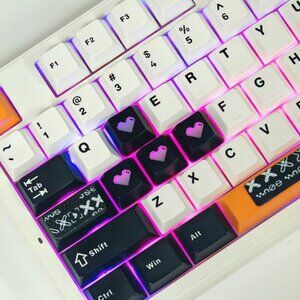 4pcs Cute Gamer Heart Translucent Center Black Keycap - OEM Mechanical Keyboard